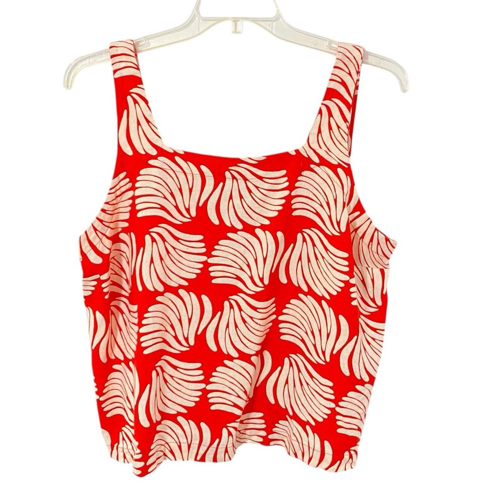 NWT A New Day TANK TOP Linen Rayon XXL Red White PRINT Shirt